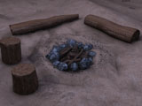 Feuerstelle mit Holz
